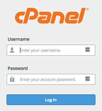 cPanel login page